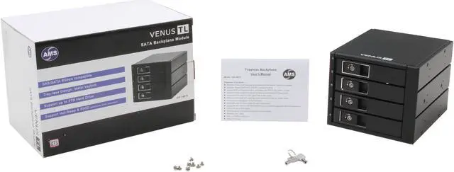 Alt view image 6 of 6 - AMS DS-346TL 3.5" Tray-less 4-IN-3 SATA Backplane Module