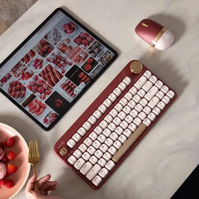 Alt view image 6 of 6 - Azio IZO Wireless Bluetooth Mouse with Round Ergonomic Form, Optical Sensor, Adjustable DPI, Rechargeable, PC & Mac - Baroque Rose