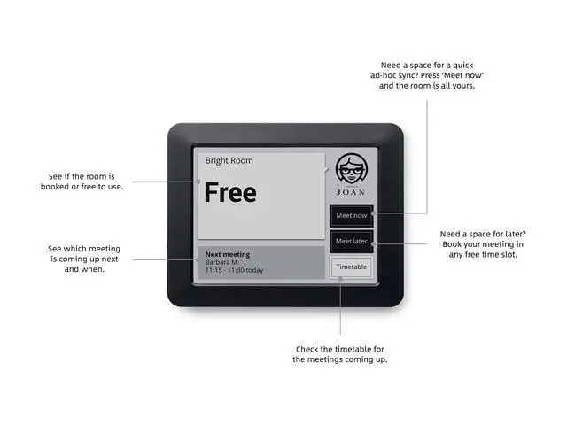 Alt view image 3 of 6 - Visionect JOAN Executive 6" Interactive Wireless Conference Room Scheduler for Meeting Rooms and Huddle Spaces - Gray - JOAN EXE6 GRAY