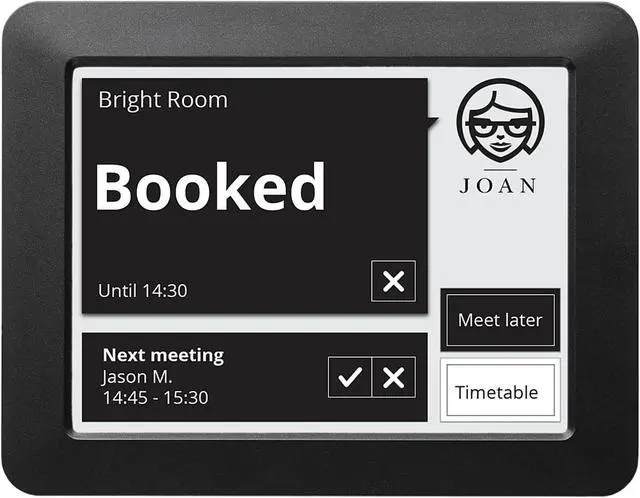 Main image of Visionect JOAN Manager 6" Interactive Wireless Conference Room Scheduler for Meeting Rooms and Huddle Spaces - Black - JOAN MAN6 BLACK