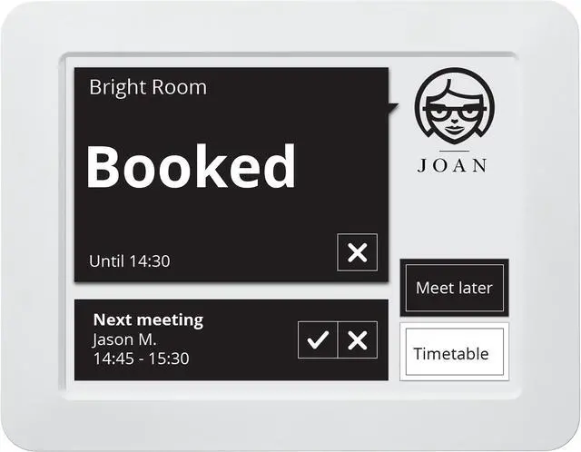 Main image of Visionect JOAN Manager 6" Interactive Wireless Conference Room Scheduler for Meeting Rooms and Huddle Spaces - Gray - JOAN MAN6 GRAY