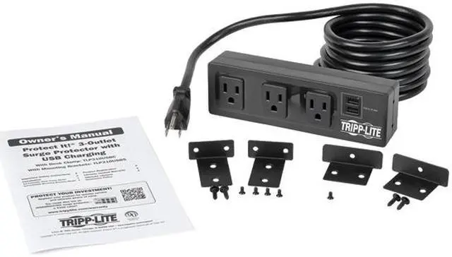 Alt view image 6 of 6 - TRIPP LITE TLP310USBS 3-OUTLET SURGE PROTECTOR STRIP