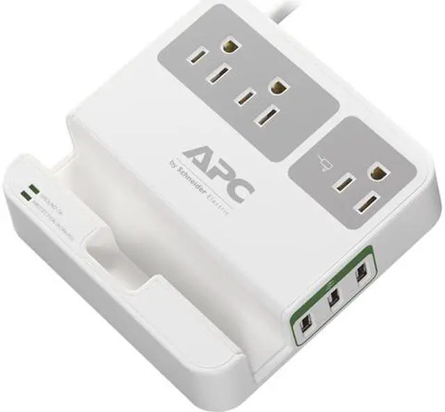 Main image of Apc P3u3 3-Outlet Surgearrest Surge Protector With 3 Usb Ports (White)