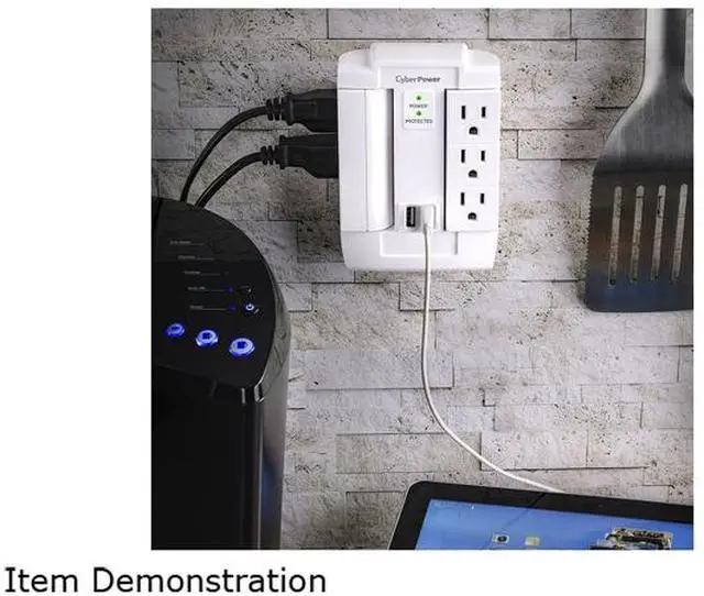 Alt view image 5 of 6 - CyberPower CSP600WSURC2 6-Outlet Swivel Professional Surge Protector Wall Tap with 2 USB Ports