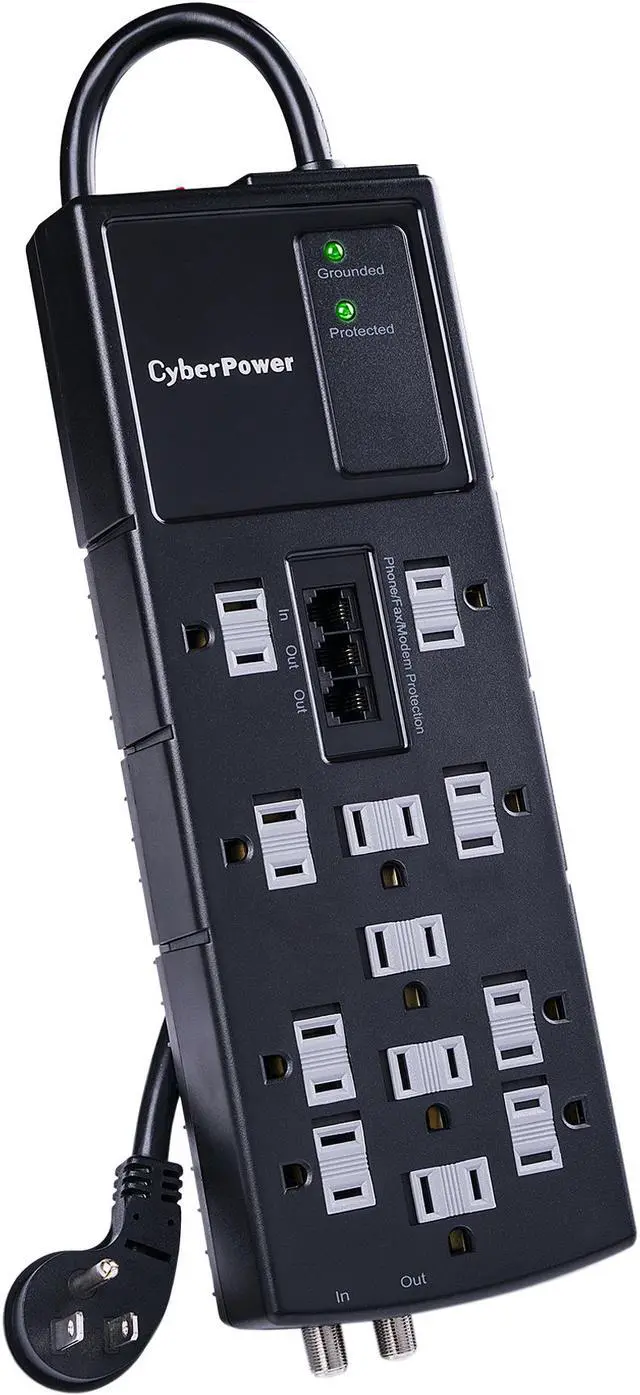 Main image of CyberPower 8 Feet 12 Outlets 3150 Joules Surge Protector with Telephone and Coaxial Protection (HT1208TC)