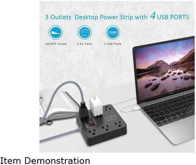 Alt view image 5 of 6 - POWRUI Power Strip, Extension Cord with 6 AC Outlets and 4 USB Charging Ports (5V/4.8A, 24W) for Smartphone Tablets Home, Office, Hotel, Cruise Ship, 5 Feet Long Cord, ETL Listed - Black (AHRISE)