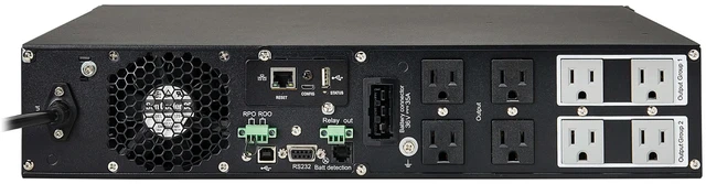 Alt view image 2 of 10 - Tripp Lite series SmartOnline 1000VA 900W 120V Double-Conversion UPS - 8 Outlets, Extended Run, Network Card Included, LCD, USB, DB9, 2U Rack/Tower (SU1000RTXLCD2UN)