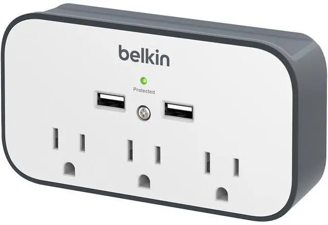 Main image of BELKIN - POWER BSV300TTCW SURGE 3OUT WALL MOUNT 2USB 3AC