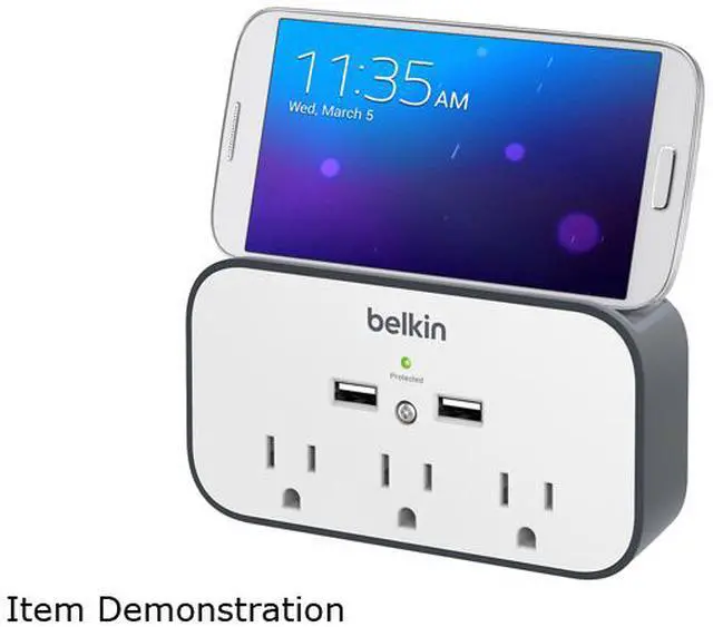 Alt view image 2 of 2 - BELKIN - POWER BSV300TTCW SURGE 3OUT WALL MOUNT 2USB 3AC