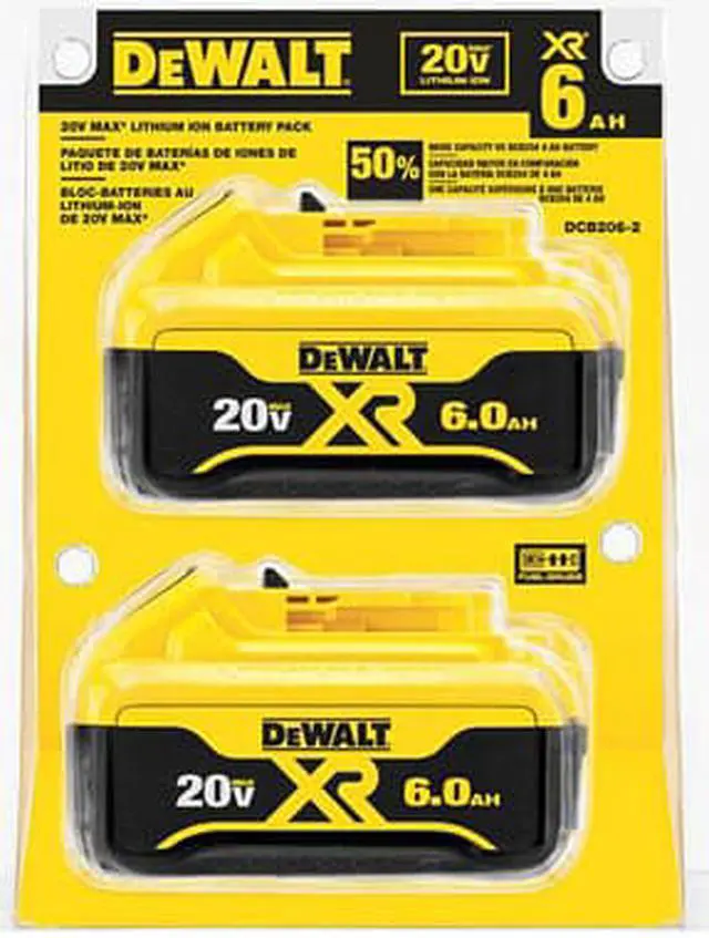 Alt view image 5 of 5 - DeWALT DCB206-2 20-Volt 6.0-Ah MAX XR Premium Lithium-Ion Battery Pack - 2pk