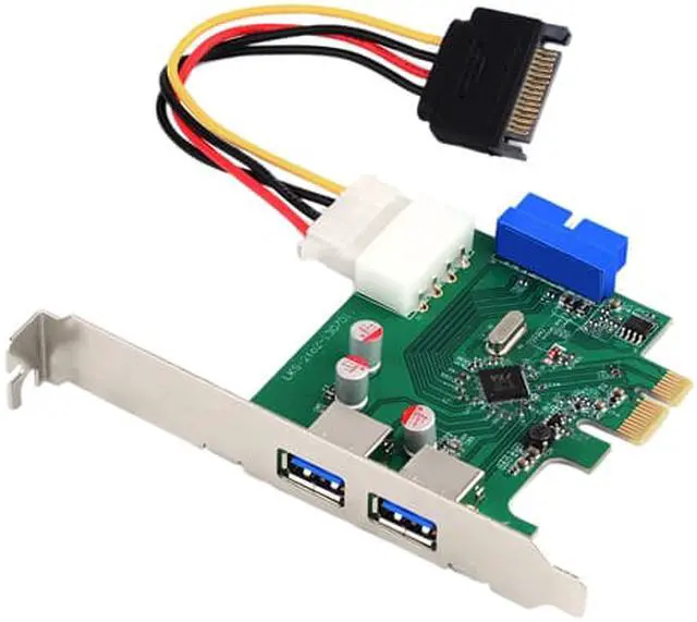Alt view image 5 of 7 - HooToo HT-PC002 SuperSpeed USB 3.0 2-Port PCI-E Add-On Expansion Card with Internal USB 3.0 19-Pin Motherboard Male Header & 5V 4-Pin Molex Power Connector (VIA VL800 Chipset, Solid Capacitors)