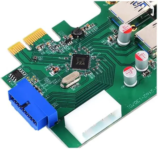 Alt view image 6 of 7 - HooToo HT-PC002 SuperSpeed USB 3.0 2-Port PCI-E Add-On Expansion Card with Internal USB 3.0 19-Pin Motherboard Male Header & 5V 4-Pin Molex Power Connector (VIA VL800 Chipset, Solid Capacitors)