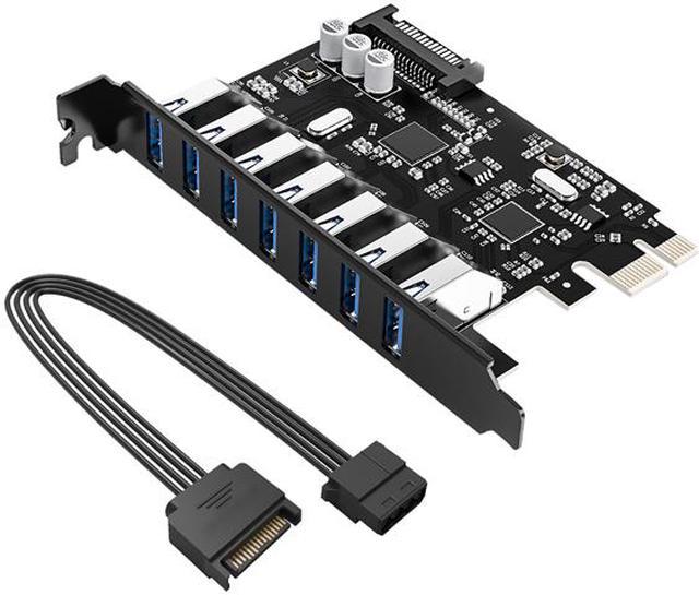 Imidlertid ankomme Våbenstilstand USB 3.0 PCI-E Card, ORICO PCI-E 7 USB 3.0 Ports Controller Card Adapter Add  on Card Interface 7x USB3.0 Desktop with 15 pin SATA Power Connector for  Windows Vista PC, Speed Up