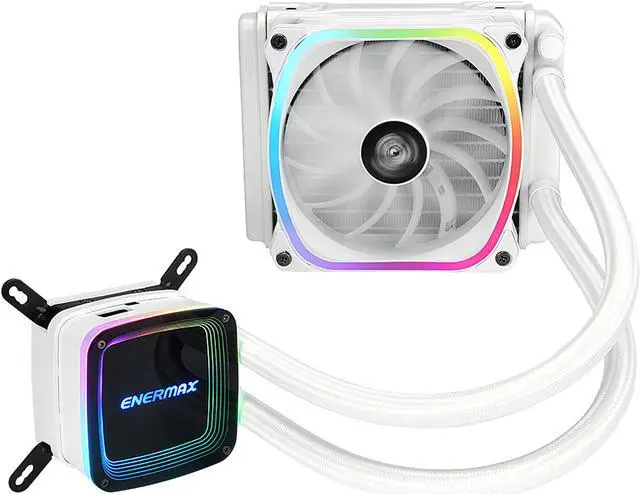 Main image of Enermax AQUAFUSION 120 ARGB White, All-in-one CPU Liquid Cooler for AM4 & AM5 / LGA 1700/1200/1151, 120mm Radiator, Dual-Chamber Water Block, SquaA RGB Fan - AM5 & LGA1700 Compatible