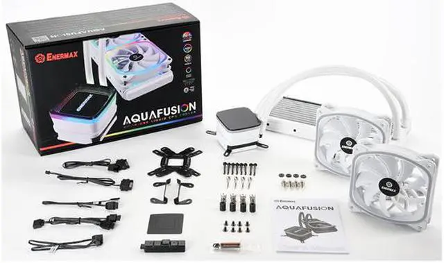 Alt view image 6 of 7 - Enermax AQUAFUSION 240 ARGB White, All-in-one CPU Liquid Cooler for AM4 & AM5 / LGA 1700/1200/1151, 240mm Radiator, Dual-Chamber Water Block, SquaA RGB Fan - AM5 & LGA1700 Compatible