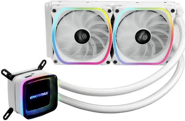Main image of Enermax AQUAFUSION 240 ARGB White, All-in-one CPU Liquid Cooler for AM4 & AM5 / LGA 1700/1200/1151, 240mm Radiator, Dual-Chamber Water Block, SquaA RGB Fan - AM5 & LGA1700 Compatible