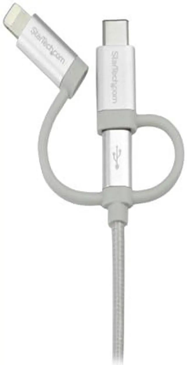 Alt view image 4 of 6 - StarTech LTCUB1MGR USB Multi Charger Cable - 1m / 3 ft - USB to USB C / Micro USB / Lightning Cable - USB Charging Cable -  Braided - 1 pack