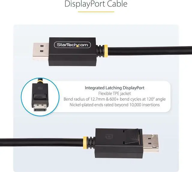 Alt view image 2 of 6 - StarTech 3ft DisplayPort 2.1 Cable VESA Certified DP40 DisplayPort Cable w/UHBR10/HDR/DSC 1.2a/HDCP 2.2 8K 60Hz DP 2.1 Cord