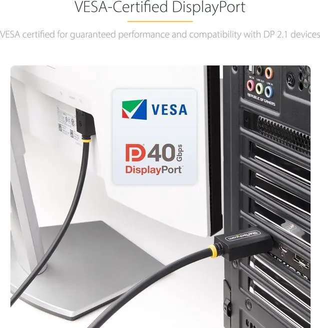 Alt view image 4 of 6 - StarTech 3ft DisplayPort 2.1 Cable VESA Certified DP40 DisplayPort Cable w/UHBR10/HDR/DSC 1.2a/HDCP 2.2 8K 60Hz DP 2.1 Cord