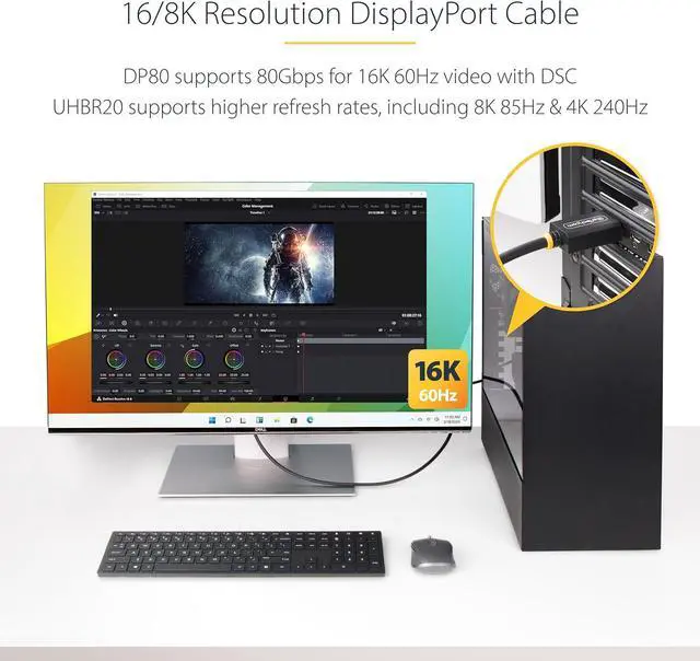 Alt view image 5 of 5 - StarTech 3FT DISPLAYPORT 2.1 CABLE, VESA CERTIFIED DP80 DISPLAYPORT CABLE W/UHBR20/HDR/DS