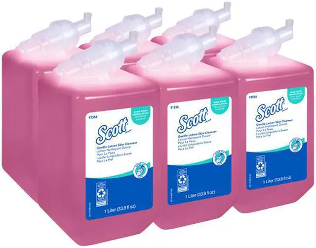 Alt view image 2 of 3 - Scott Essential (formerly Kleenex) Gentle Lotion Skin Cleanser (91556), Floral, Pink, 1.0 L, 6 Packages / Case - Same Kleenex quality, now Scott branded