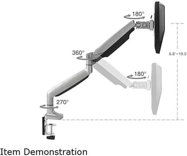 Alt view image 2 of 7 - Siig High Premium Aluminum Gas Spring Desk Mount - Single Monitor - VESA (75x75/100x100) - 13" to 32" Screen Support - 19.80 lbs Load Capacity