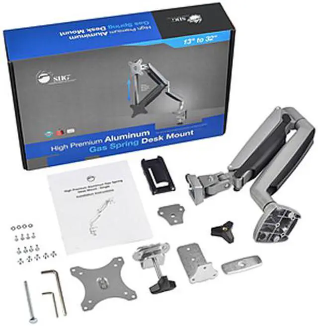 Alt view image 7 of 7 - Siig High Premium Aluminum Gas Spring Desk Mount - Single Monitor - VESA (75x75/100x100) - 13" to 32" Screen Support - 19.80 lbs Load Capacity