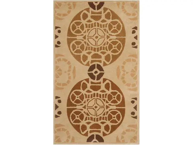 Main image of Handmade Marrakesh Beige/ Gold New Zealand Wool Rug (4' x 6')