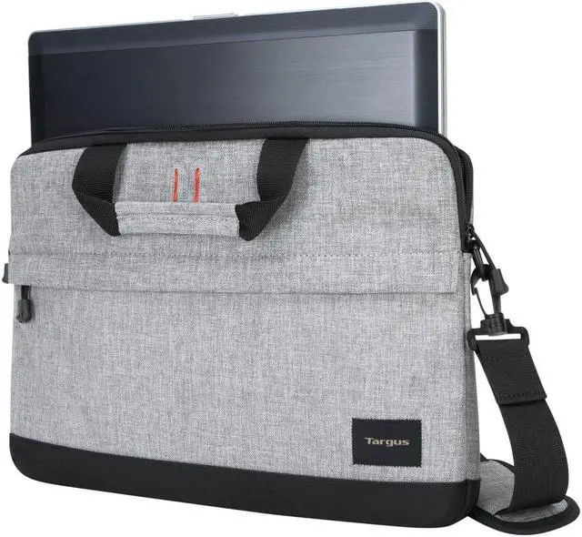 Alt view image 3 of 8 - Targus Strata TSS63204US Carrying Case (Sleeve) for 15.6" Notebook - Pewter, Gray - Damage Resistant Interior - Polyester Body - Shoulder Strap, Handle - 2.2" Height x 10.4" Width x 13.3" Depth