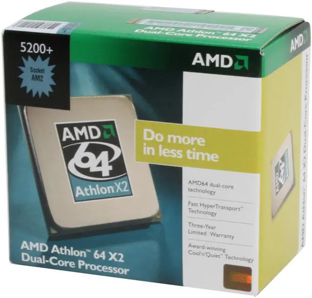 Main image of AMD Athlon 64 X2 5200+ - Athlon 64 X2 Windsor Dual-Core 2.6 GHz Socket AM2 89W Processor - ADA5200CZBOX
