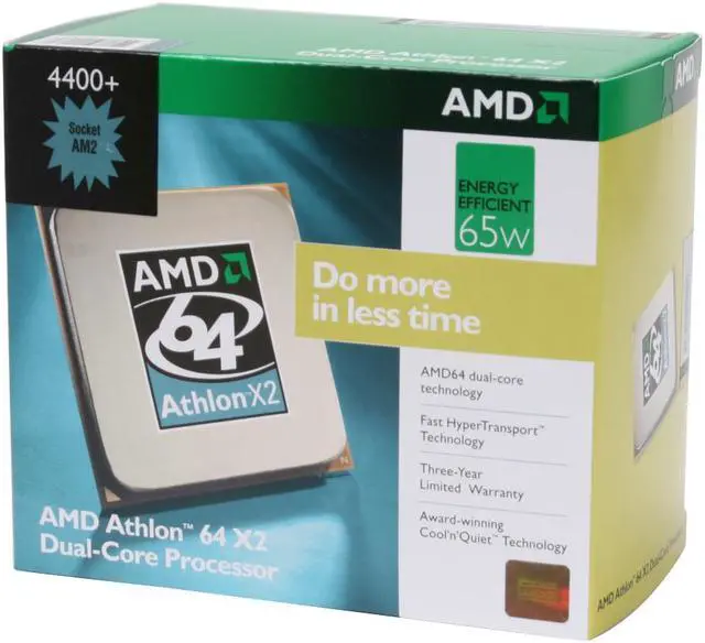 Main image of AMD Athlon 64 X2 4400+ - Athlon 64 X2 Brisbane Dual-Core 2.3 GHz Socket AM2 65W Processor - ADO4400DOBOX