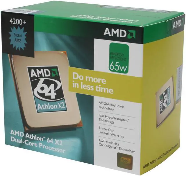 Main image of AMD Athlon 64 X2 4200+ - Athlon 64 X2 Brisbane Dual-Core 2.2 GHz Socket AM2 65W Processor - ADO4200DOBOX