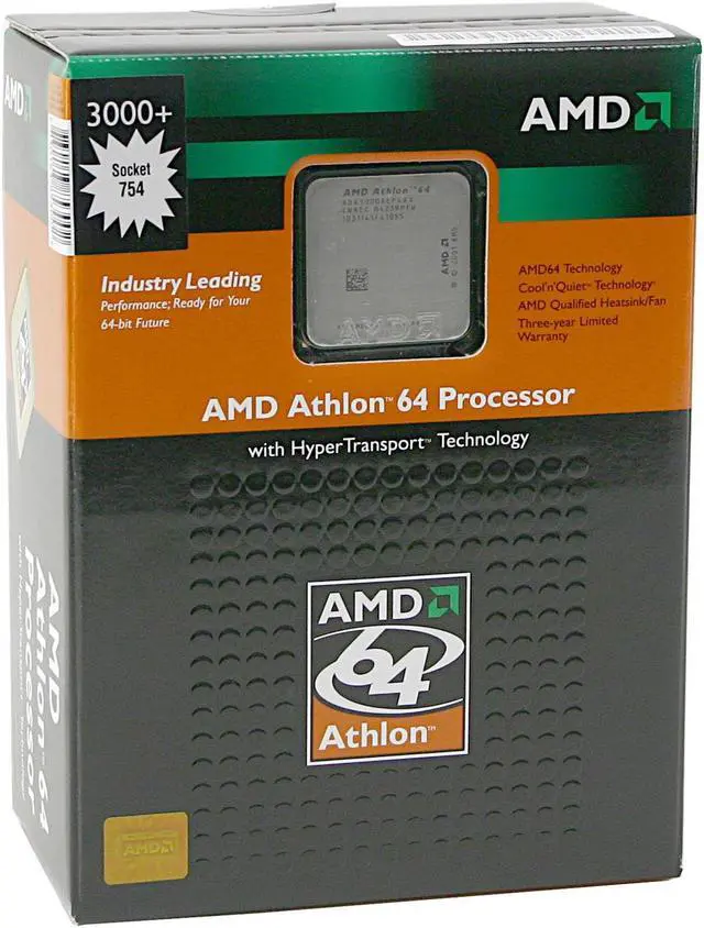 Alt view image 2 of 2 - AMD Athlon 64 3000+ - Athlon 64 Newcastle Single-Core 2.0 GHz Socket 754 Processor - ADA3000AXBOX