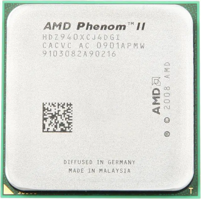 Alt view image 2 of 4 - AMD Phenom II X4 940 Black Edition - Phenom II X4 Deneb Quad-Core 3.0 GHz Socket AM2+ 125W Processor - HDZ940XCJ4DGI
