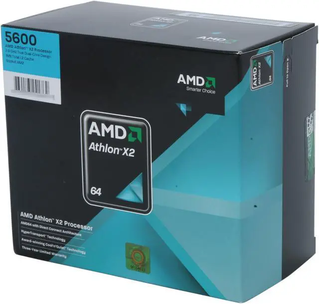 Main image of AMD Athlon 64 X2 5600 - Athlon 64 X2 Brisbane Dual-Core 2.9 GHz Socket AM2 89W Processor - ADA5600DOBOX