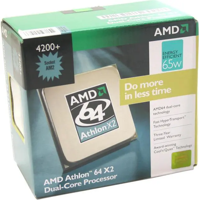 Main image of AMD Athlon 64 X2 4200+ - Athlon 64 X2 Windsor Dual-Core 2.2 GHz Socket AM2 65W Processor - ADO4200CUBOX