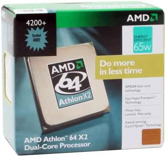 Alt view image 2 of 2 - AMD Athlon 64 X2 4200+ - Athlon 64 X2 Windsor Dual-Core 2.2 GHz Socket AM2 65W Processor - ADO4200CUBOX