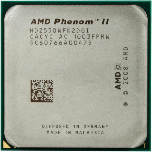 Alt view image 2 of 4 - AMD Phenom II X2 550 Black Edition - Phenom II X2 Callisto Dual-Core 3.1 GHz Socket AM3 80W Desktop Processor - HDZ550WFK2DGI - OEM
