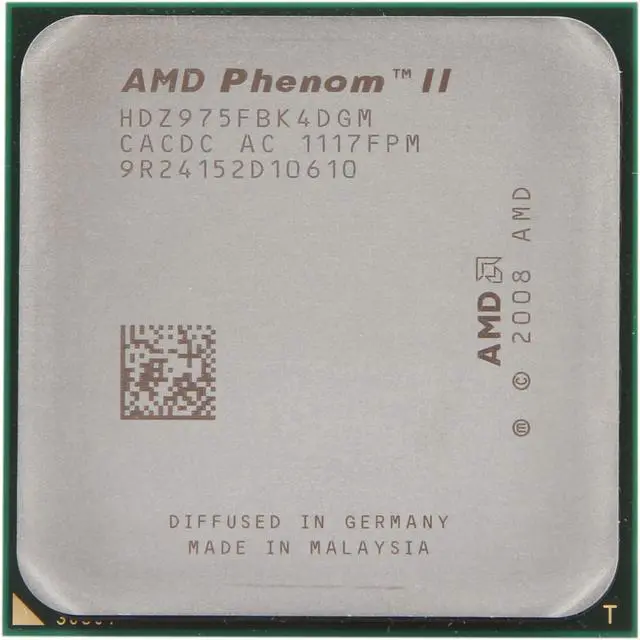Alt view image 2 of 4 - AMD Phenom II X4 975 Black Edition - Phenom II X4 Deneb Quad-Core 3.6 GHz Socket AM3 125W Desktop Processor - HDZ975FBK4DGM - OEM