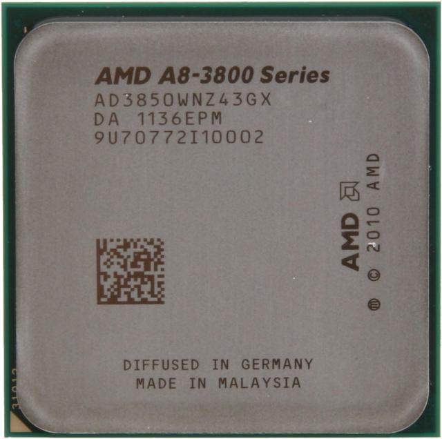 Alt view image 2 of 3 - AMD A8-3850 - A-Series APU (CPU + GPU) Llano Quad-Core 2.9 GHz Socket FM1 100W AMD Radeon HD 6550D Desktop APU with DirectX 11 Graphic - AD3850WNZ43GX