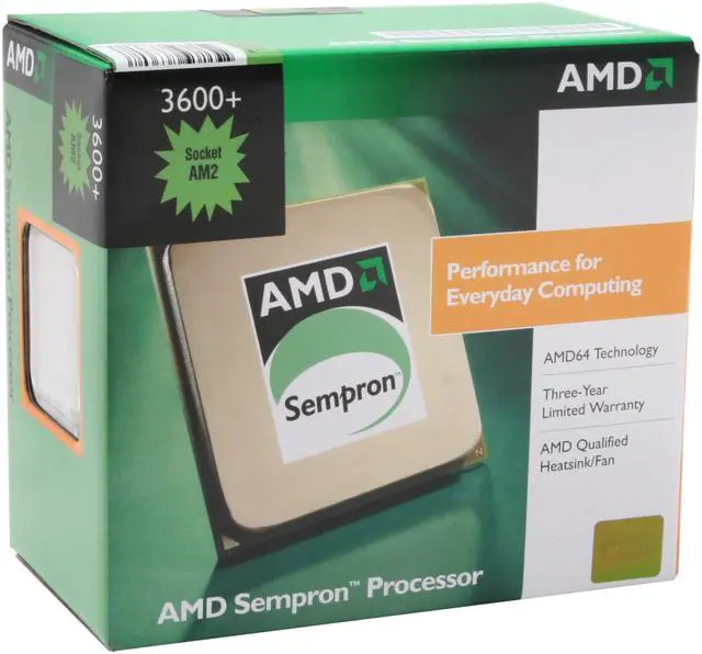 Main image of AMD Sempron 64 3600+ - Sempron 64 Manila Single-Core 2.0 GHz Socket AM2 62W Processor - SDA3600CNBOX