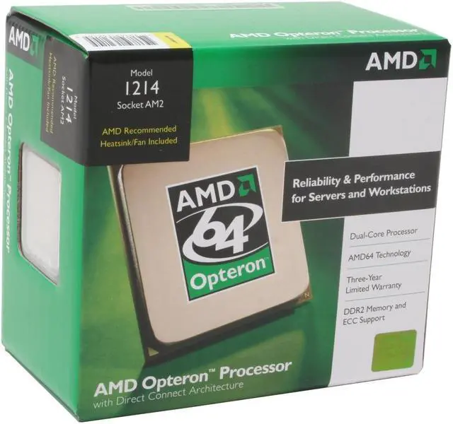 Main image of AMD Opteron 1214 Santa Ana 2.2 GHz 2 x 1MB L2 Cache Socket AM2 103W OSA1214CSBOX Server Processor