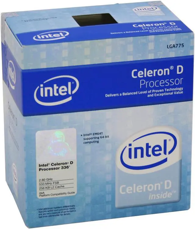 Alt view image 2 of 2 - Intel Celeron D 336 - Celeron D Prescott Single-Core 2.8 GHz LGA 775 84W Processor - BX80547RE2800CN