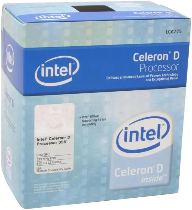 Main image of Intel Celeron D 356 - Celeron D Cedar Mill Single-Core 3.33 GHz LGA 775 Processor - BX80552356