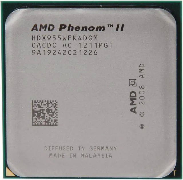 Alt view image 2 of 3 - AMD Phenom II X4 955 - Phenom II X4 Deneb Quad-Core 3.2 GHz Socket AM3 95W Desktop Processor - HDX955WFK4DGM - OEM
