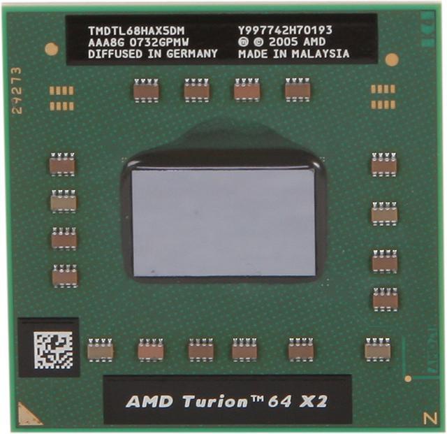 Alt view image 2 of 4 - AMD Turion 64 X2 TL-64 Tyler 2.2 GHz 2 x 512KB L2 Cache Socket S1 35W Dual-Core TMDTL64HAX5DC Mobile Processor