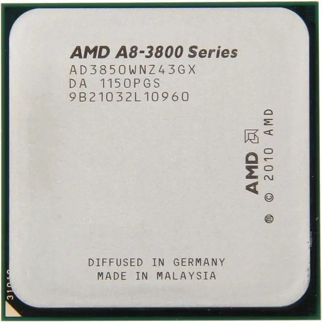 Alt view image 2 of 3 - AMD A8-3850 - A-Series APU (CPU + GPU) Llano Quad-Core 2.9 GHz Socket FM1 100W AMD Radeon HD 6550D Desktop APU with DirectX 11 Graphic - AD3850WNZ43GX