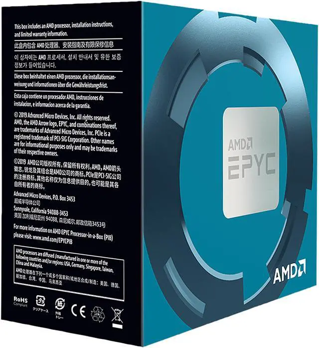 Alt view image 3 of 3 - AMD EPYC Rome 7252 8-Core 3.1 GHz (3.2 GHz Max Boost) Socket SP3 120W 100-100000080WOF Server Processor