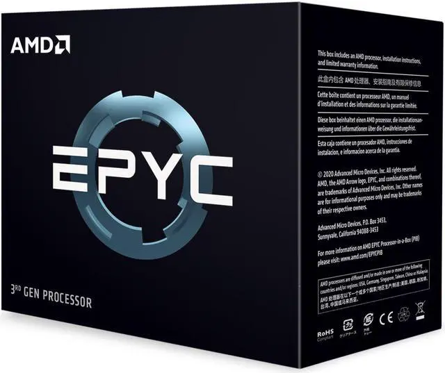 Main image of AMD EPYC 7003 (3rd Gen) 7763 Tetrahexaconta-core (64 Core) 2.45 GHz Processor - 256 MB L3 Cache - 3.50 GHz Overclocking Speed - Socket SP3 - 280 W - 128 Threads - 100-100000312WOF