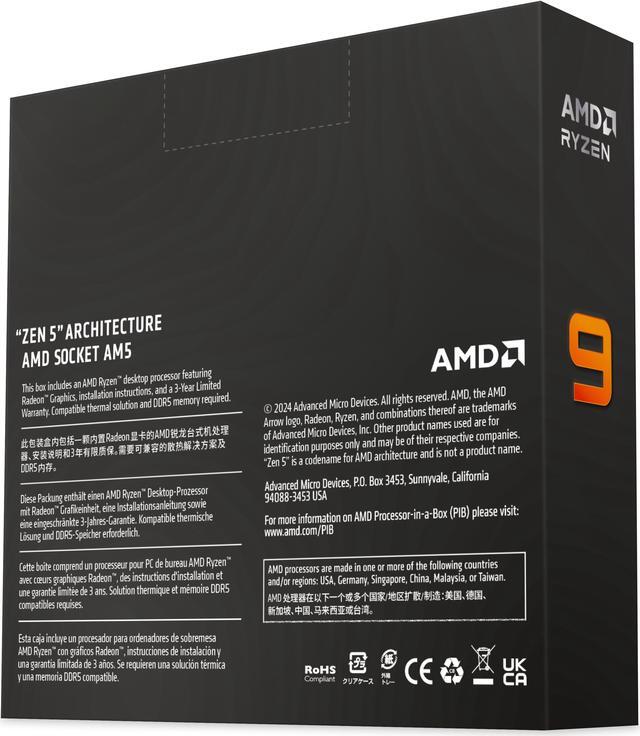 Alt view image 3 of 4 - AMD Ryzen 9 9950X - Ryzen 9 9000 Series Granite Ridge (Zen 5) 16-Core 4.3 GHz - Socket AM5 170W - Radeon Graphics Processor - 100-100001277WOF